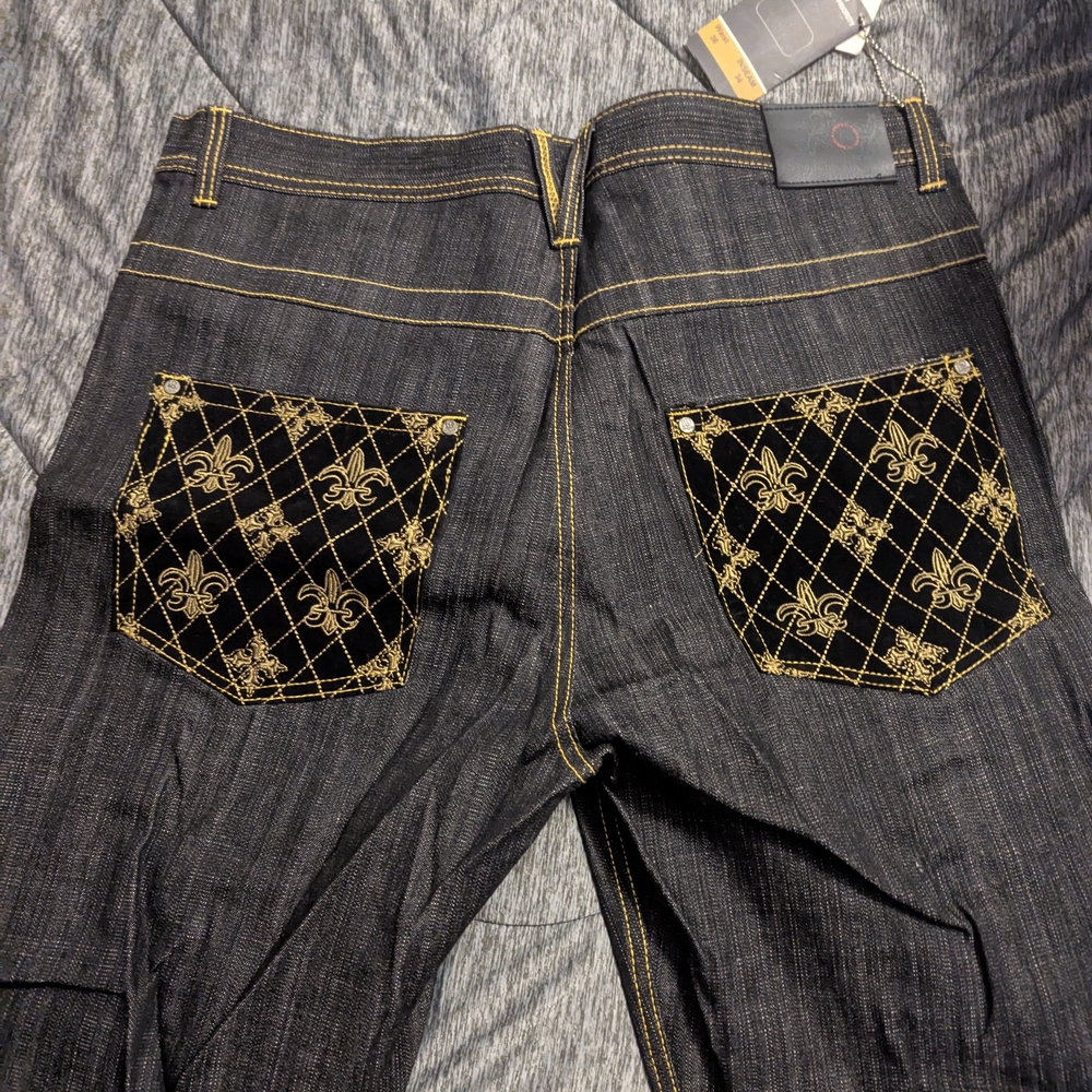 Designer Jeans with Gold Embroidery